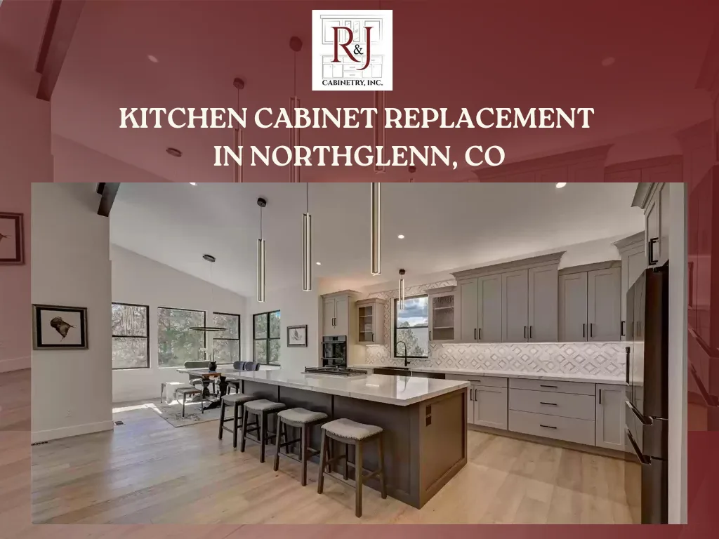 Modern kitchen cabinet replacement in Northglenn CO with gray shaker cabinets and large island