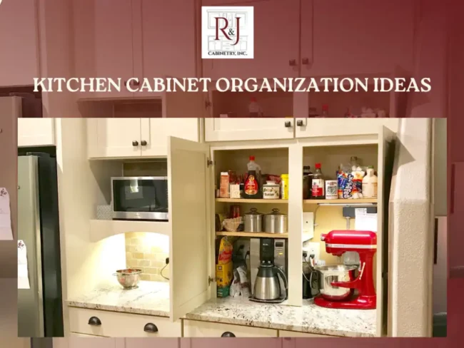 Kitchen cabinet organization ideas featuring organized food items and appliances