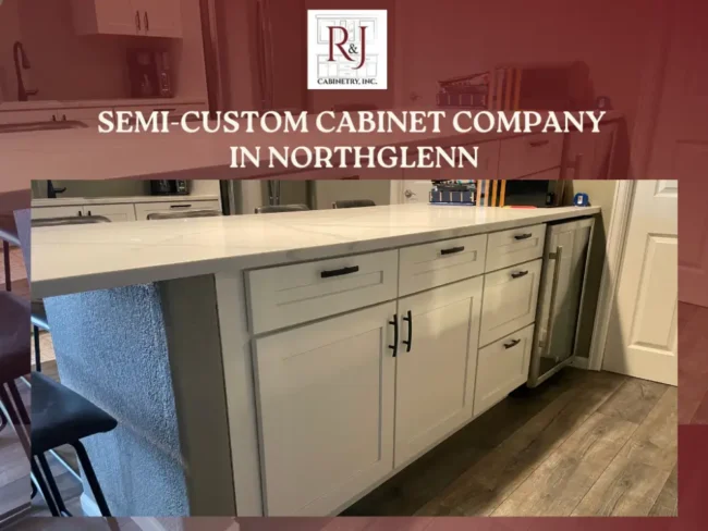 Semi-custom cabinet setup with white drawers and a sleek counter in Northglenn Semi-custom cabinet setup with white drawers and a sleek counter in Northglenn