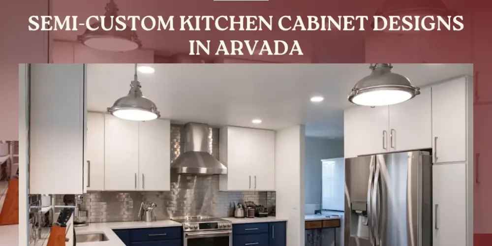 Semi-custom kitchen cabinets in Arvada with calm white and blue tones