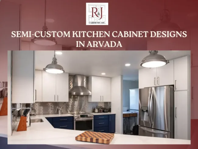 Semi-custom kitchen cabinets in Arvada with calm white and blue tones