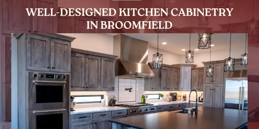 Well-designed kitchen cabinetry with large island and pendant lighting in Broomfield