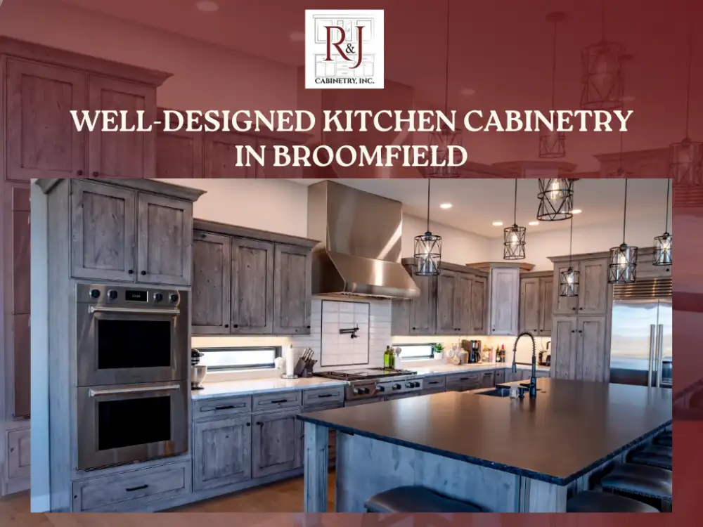 Well-designed kitchen cabinetry with large island and pendant lighting in Broomfield